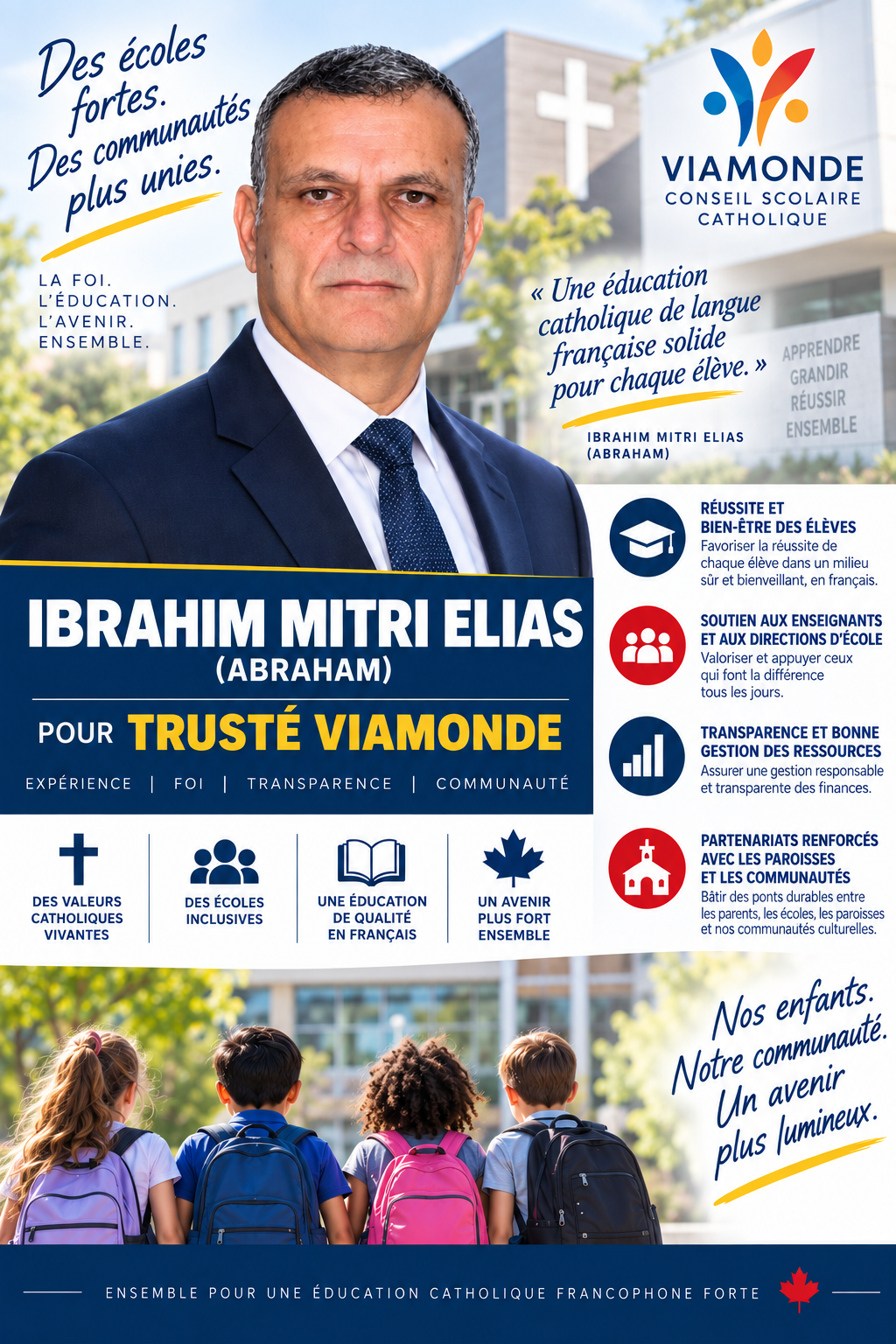 Affiche électorale en français d’Abraham Elias